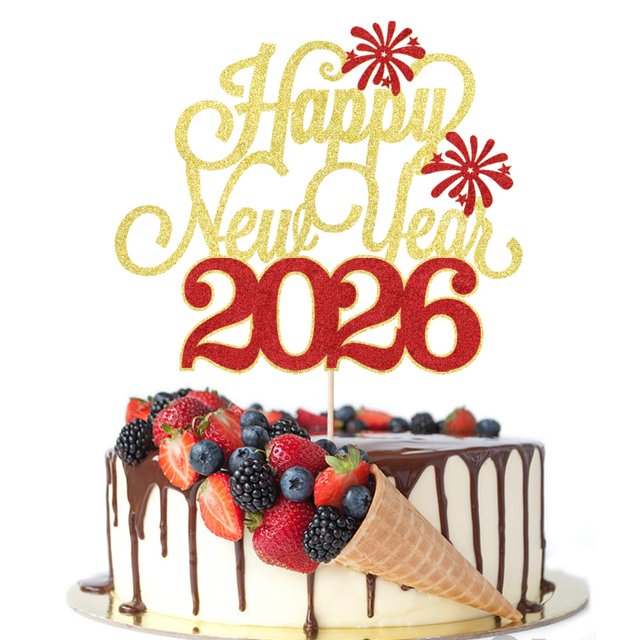 Cake Topper Crseniny para decoración de fiesta de feliz año nuevo 2026
