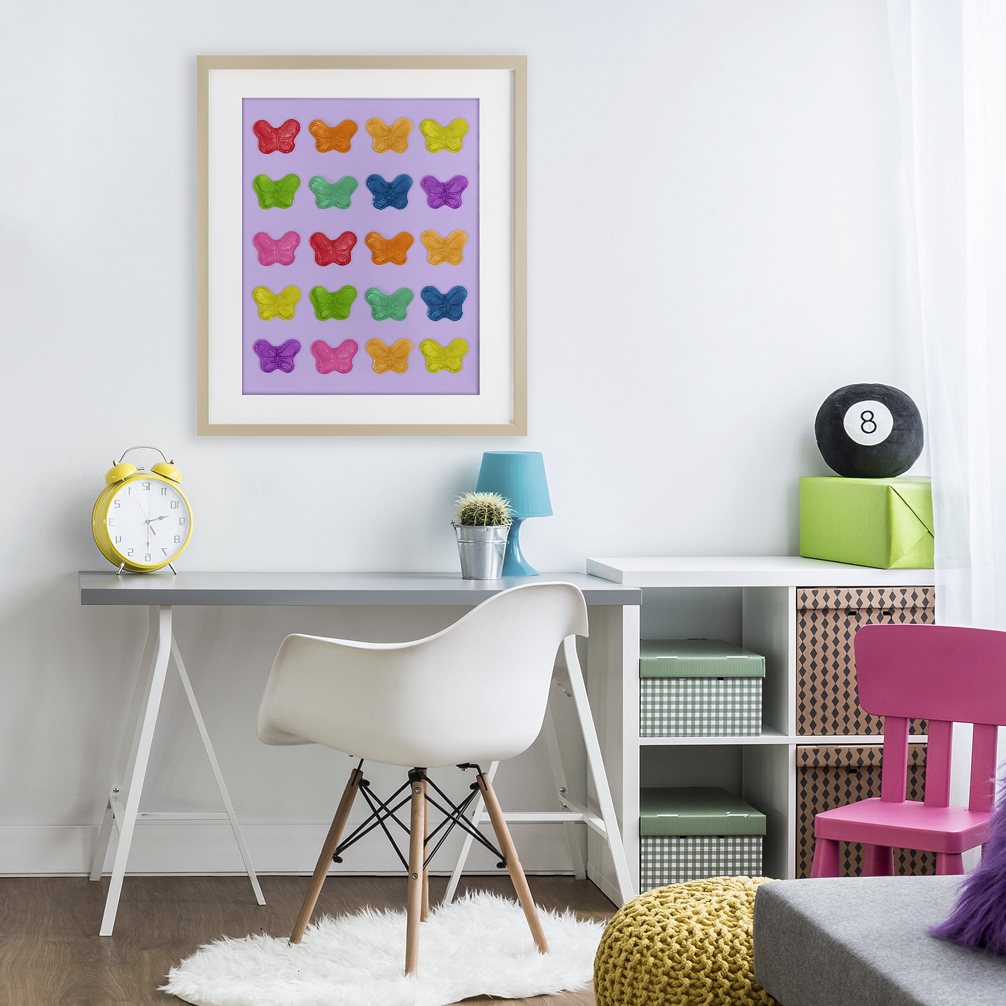 Stupell Industries Colorful Butterflies on Lilac Birch Framed Print Under Glass, design by LISH Creative