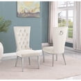 thumbnail image 2 of Chaises Latérales Rembourrées en Velours Crème avec Acier Inoxydable, Ensemble de 2, 2 of 2