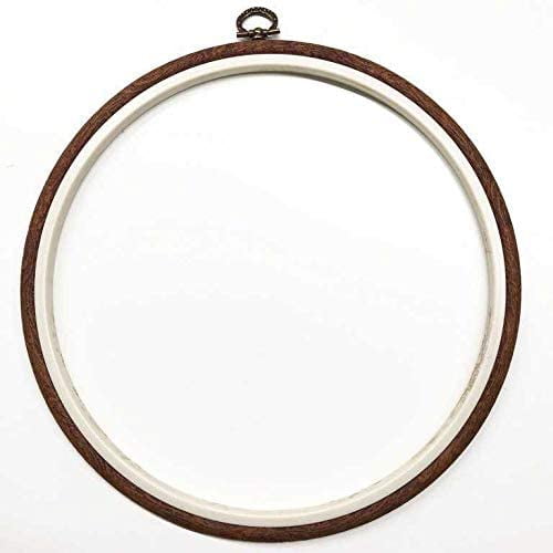 Circle Embroidery Hoop with Imitated Wood Display Frame Look, (XSmall