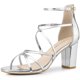 thumbnail image 1 of Sandalias con tiras y tacón de bloque para Mujer Plata 40 Allegra K, 1 of 7