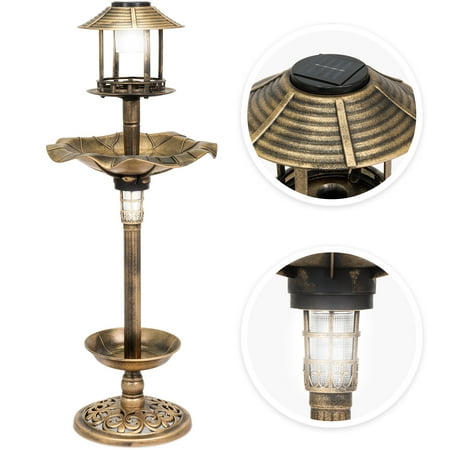 Tannery Bronze Landscape Path (Best Choice Products Decorative Garden Solar-Powered LED Pedestal Bird Bath Feeder w/ Planter, Lamp Topper -)