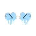 thumbnail image 2 of Melting Heart Sunglasses for Women Men, Rimless Irregular Metal Sun Glasses, Dripping Heart Shape Colorful Bling Eyewear for Party, Prom, UV Protection Glasses Lunettes de Soleil Eyewear, Blue, 2 of 7