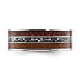 thumbnail image 3 of Chisel Stainless Steel Polished with Wood, Imitation Meteorite and Red Stone Inlay 8mm Band Size - 10, 3 of 5