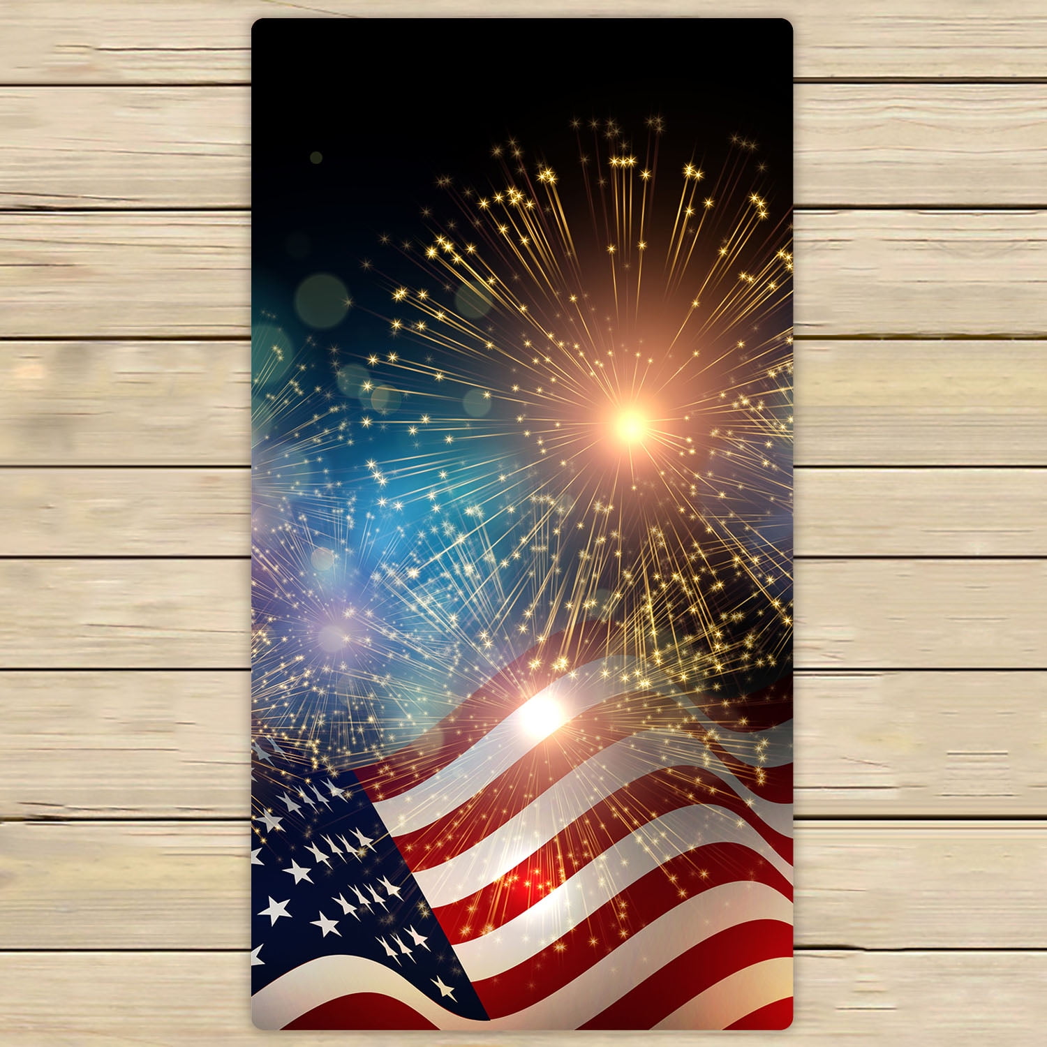 YKCG American Flag Fireworks Hand Towel Beach Towels Bath Shower Towel