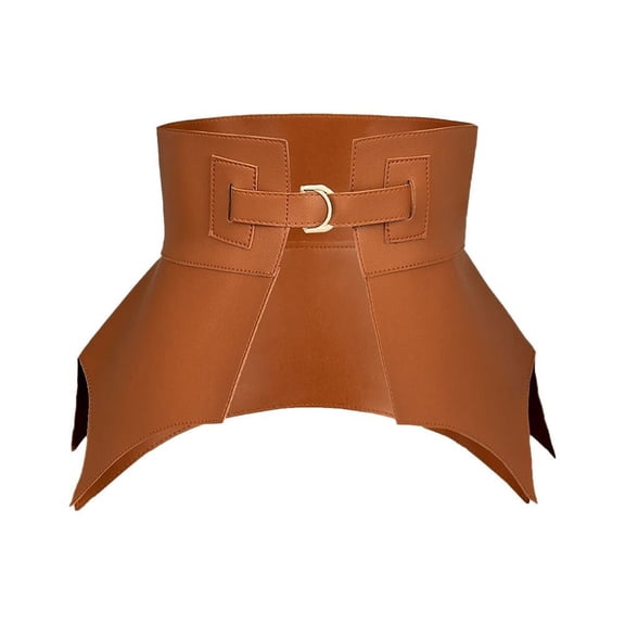 Women's Peplum Wide Waist Belts, Vintage Punk Stretch Cummerbund Belts for Dresses and Outfits, Black and Brown