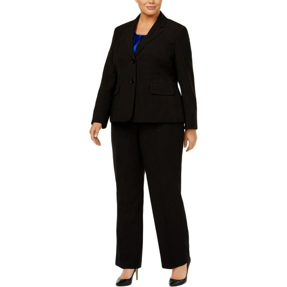 Le Suit Womens Plus 3 Piece Work Wear Two-Button Suit Black 18W