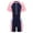 Blue, variant on YUUMIN One Piece Boyleg Swimsuits for Girls Short Sleeve Zip Up Shorty Wetsuits Rash Guard Swimsuits Pink 12