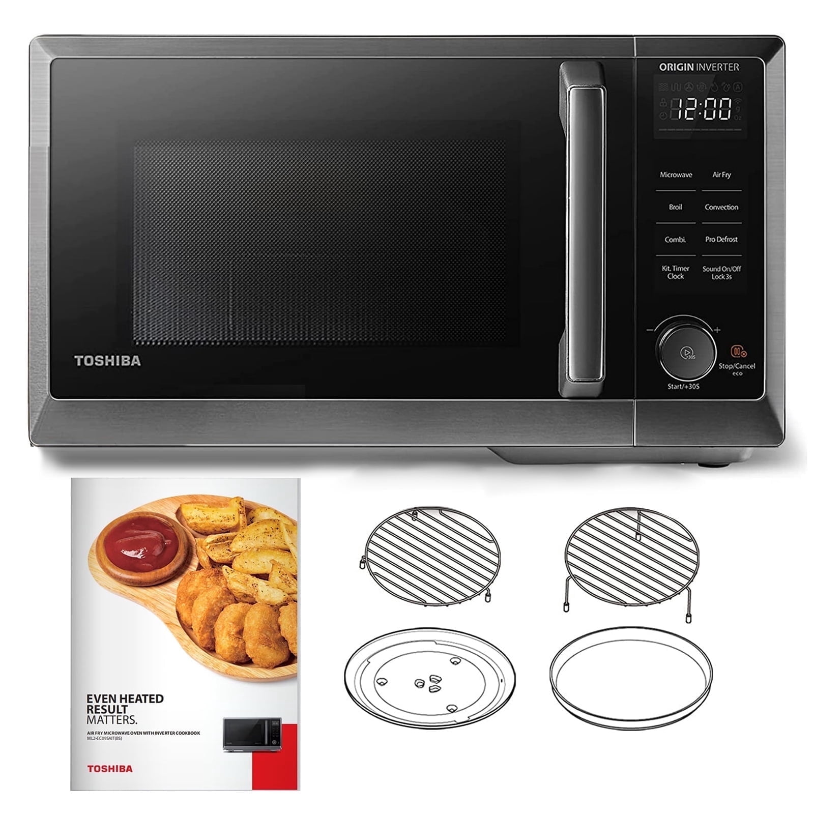 TOSHIBA 6-in-1 Inverter Microwave Oven Air Fryer Combo, Countertop Microwave