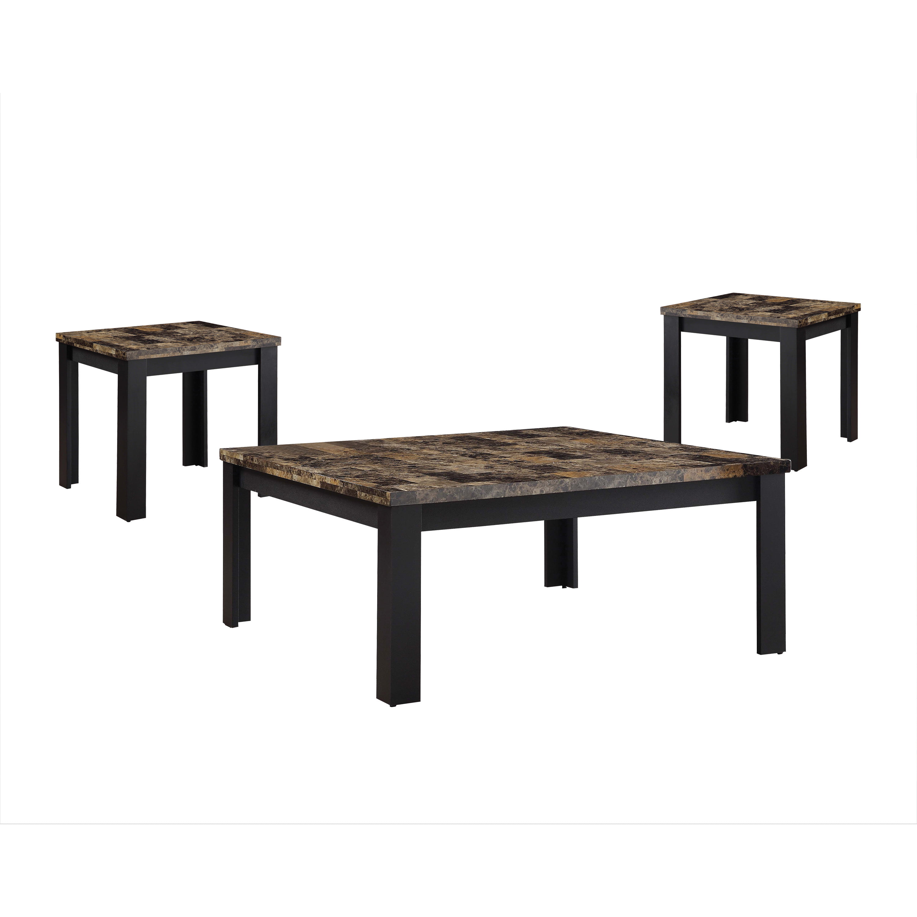ACME Furniture  Finely 3 Piece Coffee and End Table Set Dark Brown//Black