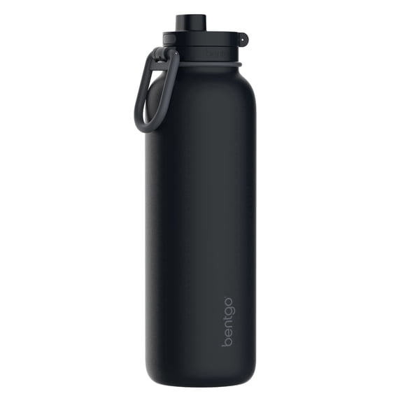Bentgo Flip 2-in-1 Straw & Chug Leak-Proof Insulated Water Bottle, 40 fl oz (Back to Black)