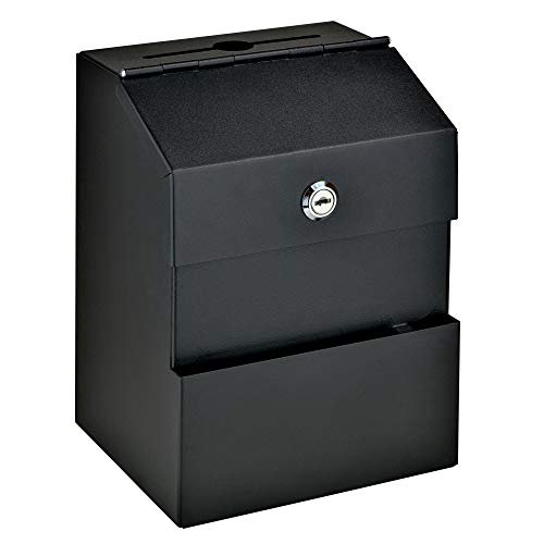 Mail Boss Boîte à Suggestions en Acier Verrouillable Boss 8100 - Boîte à Clés - Boîte de Collection - Boîte à Dons - Boîte à Votes - avec 25 Cartes à Suggestions (Noir)