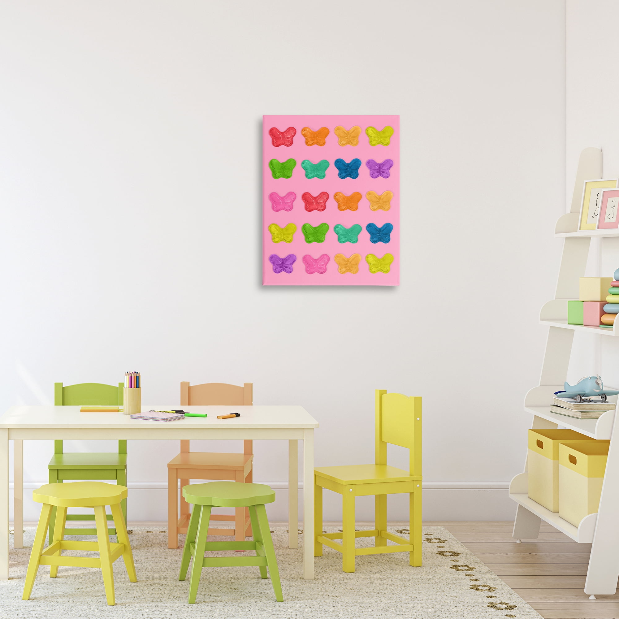 Stupell Industries Colorful Butterflies on Pink Canvas Wall Art, design by LISH Creative