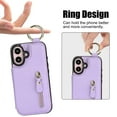 thumbnail image 4 of TECH CIRCLE for iPhone 16 Plus Zipper Pocket Case with Card Holder & Finger Ring, PU Leather Wallet Case Card Slot Magnetic Closure Kickstand Shockproof Protective Women Men Cover,Purple, 4 of 8