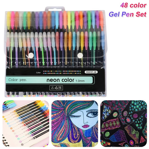 48 Pcs Gel Pen Set, Glitter neon marker Pen Set for Adult Coloring