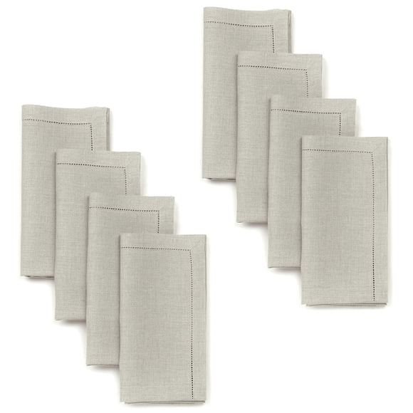D'Moksha Homes Ensemble de 8 Serviettes en Lin Naturel - Ourlet Classique 100 % Lin Pur Ourlet Serviettes de Table 20 x 20 Pouces pour la Saint-Valentin, Printemps, Pâques