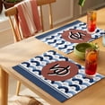 thumbnail image 4 of Japanese Folding Fan Placemats Set of 6 Blue Harmony Waves Vintage Place Mats Indoor Wipeable Table Mats Washable Cloth Dining Table Placemats for Kitchen Holiday Party Home Decor 13x19 Inch, 4 of 9