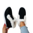 thumbnail image 3 of EKVAHL Women's Slip On Winter Ankle Booties, Non‑Slip Faux Suede Snow Boots, Faux Fur Lined Orthopedic Flat Cold Weather Shoes Black, 3 of 5