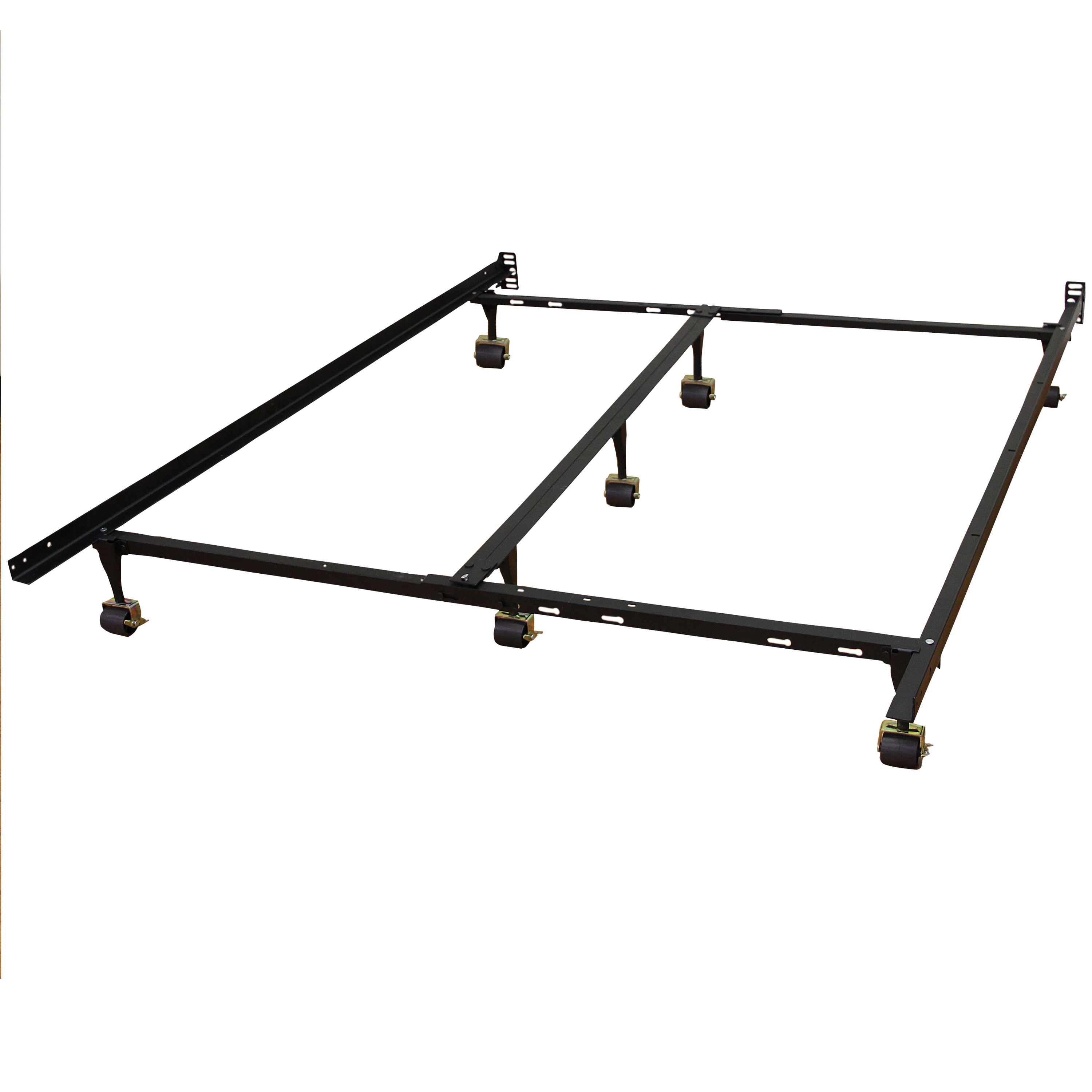 Details About King Size Metal Bed Frame Universal Lockable Wheels Adjustable Twin Full Queen