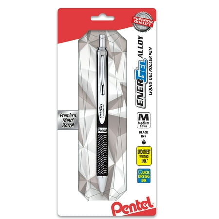 Pentel EnerGel Alloy Retractable Gel Pen Medium Point Black Ink (BL407ABPA) 325946