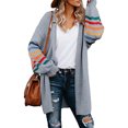 thumbnail image 2 of Oversized Cardigans Women Over Warm Rainbow Stripe Print Long Sleeve Open Front Fashion Outwear Sweater Tops Work Cardians, 2 of 9