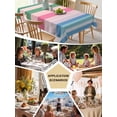 thumbnail image 5 of Pink Green Blue Stripe Table Cloth, Farmhouse Stripes Contemporary Waterproof Tablecloth for Square Tables, Reusable Washable Fabric Table Cover for Restaurant Kitchen Dining Tables 60"x60", 5 of 6