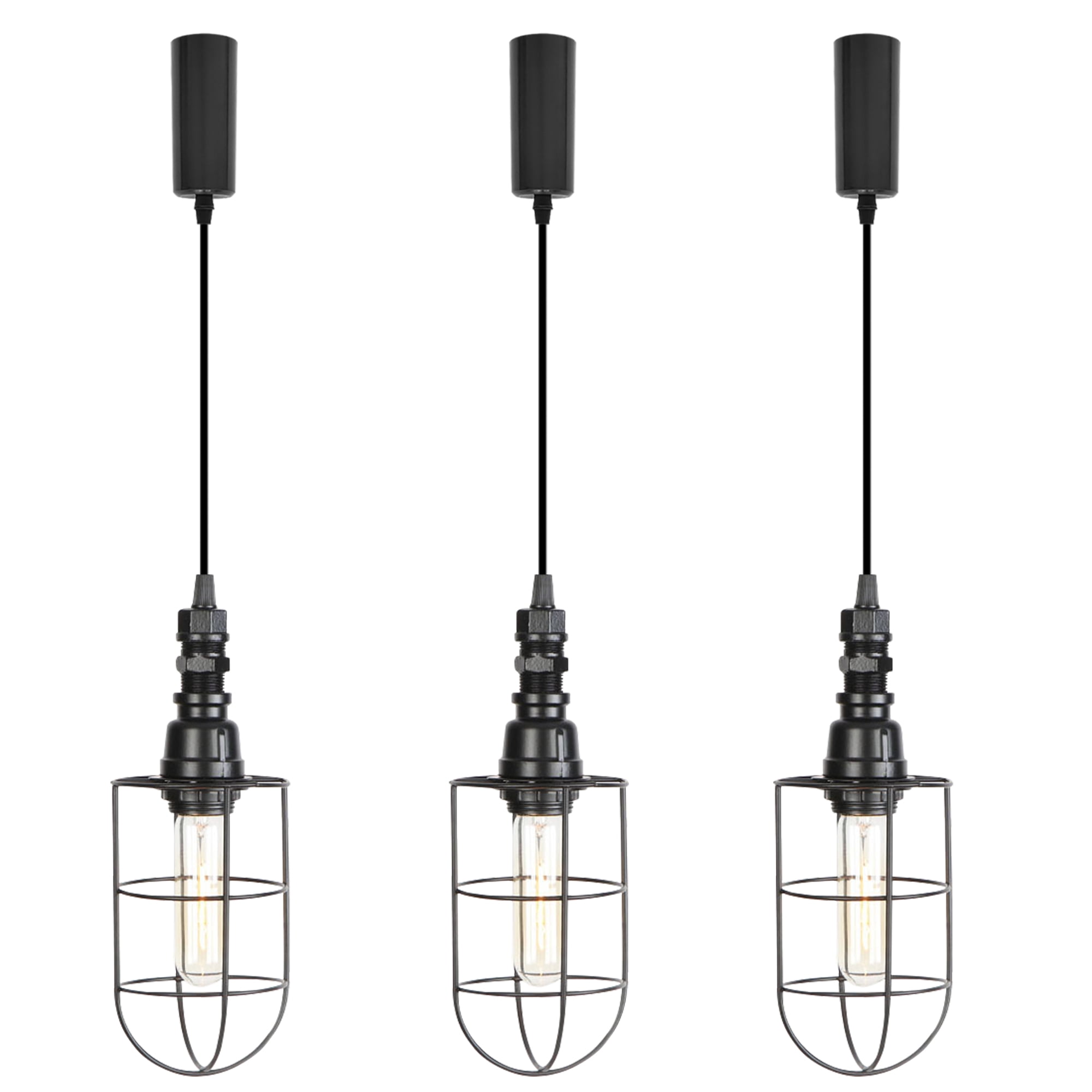 Kiven HType Track Lighting, 3Light Industrial Halo Track Pendant Light, Steampunk Style Track