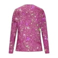 thumbnail image 5 of Sequin Holiday Tops for Women Party Night V Neck Sparkly Long Sleeve Top Glitter New Years Eve Tops Hot Pink L, 5 of 7