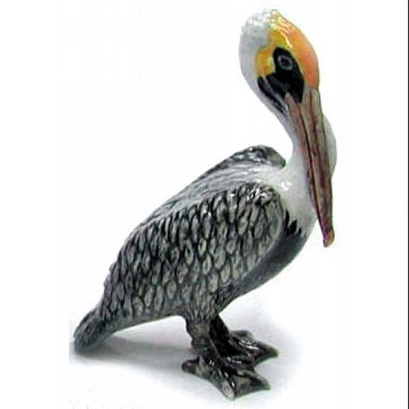 Northern Rose Brown Pelican Bird Hand-painted - Home Decor Bird Birthday Gift Decorative Figurine - Miniature Porcelain Figurine