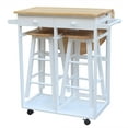 thumbnail image 4 of Veryke Kitchen Cart Island w/ 2 Stools, Rolling Wooden Dining Storage Trolley Utility Cart, 4 of 7