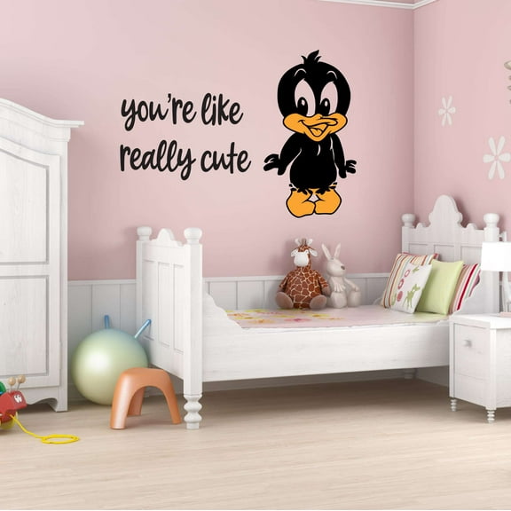 Children You're like really Cute Adorable Cartoon Wall Decal Decoration Self Affirmation Quote Vinyl decal Decor Art Lasts Years and Easily Removable - Size: 20 In(W) x 16 In(H)