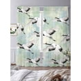 thumbnail image 4 of Teal White Birds Sheer Curtains 108 Inches Long 2 Panels Set, Window Sheer Curtains for Living Room/Bedroom, Vintage Animals Farmhouse Retro Art Light Filtering Rod Pocket Curtain 52''x108''x2, 4 of 8