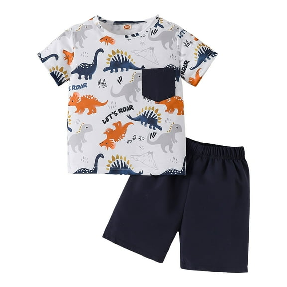 Ymyiu Toddler Boys Summer Clothes Toddler Baby Boy Summer Outfit Short Sleeve Tops Shorts Cute Clothes Set 18-24 Months (Navy,18-24 Months)