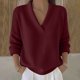 thumbnail image 2 of Cadancy Suéter Tops para Mujer Cuello en V Manga Larga Jersey Elegante Casual Suéteres de Punto Más Tamaño Suelto Color Sólido Acogedor Moda Otoño Invierno Ropa,Wine,L, 2 of 6