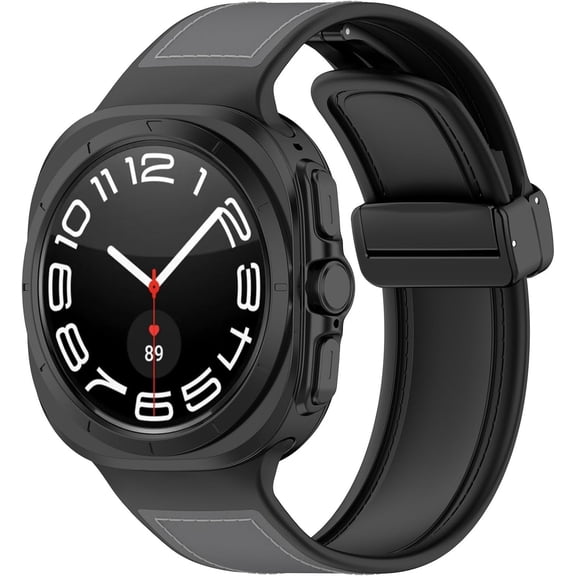 Tianle Silicone Leather Magnetic Watch Band Compatible with Samsung Galaxy Watch Ultra 47mm, Silicone Leather Sport Replacement Strap for Samsung Galaxy Watch 47mm Ultra Men Women, Gray
