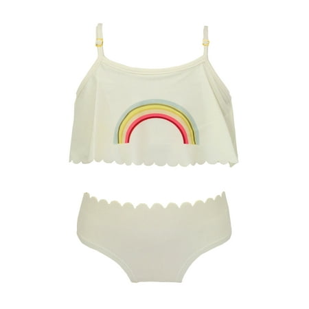 

Infant Baby Girls Ivory Rainbow Scalloped Edging Bikini Swimsuit 2 pcs Set (90/3-6 Months)