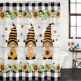 thumbnail image 2 of Spring Bee Gnomes Bathroom Shower Curtains with 12 Hooks Waterproof Shower Curtain for Stalls and Bathtubs Sunflowers Black Plaid Grey Wooden Decorative Bathroom Privacy Curtain 72x84 Inches, 2 of 9
