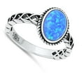 thumbnail image 4 of CHOOSE YOUR COLOR Bali Chunk Blue Simulated Opal Ring .925 Sterling Silver Band CZ Female Size 7, 4 of 4