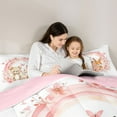 thumbnail image 5 of Castle Fairy Kawaii Bear Rabbits Full Size Comforter Sets,Cute Floral Animal Bedding Sets, 5 of 8