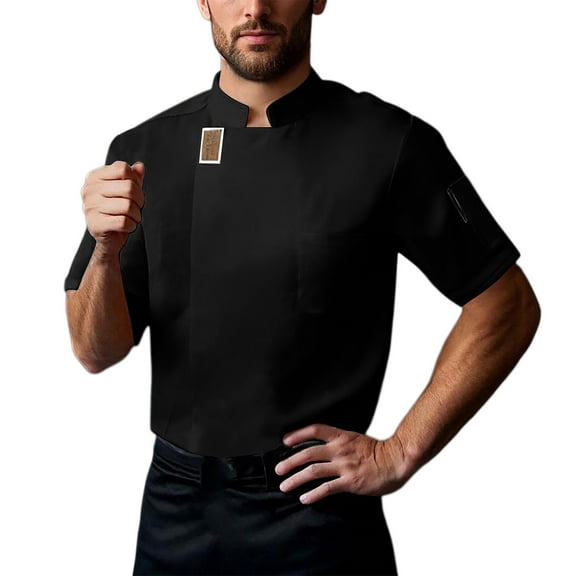 XDZJLR Mens T Shirts Catering Chef Workwear Chef Suit Short Sleeve Cardigan Tops