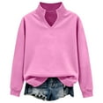 thumbnail image 4 of Women's V-Neck Sweatshirt, Soft Long Sleeve Pullover, Casual Comfortable Top, Lightweight Stretchable Blouse, Everyday Wear V-Neck Knit Shirt for Women Pink L, 4 of 6