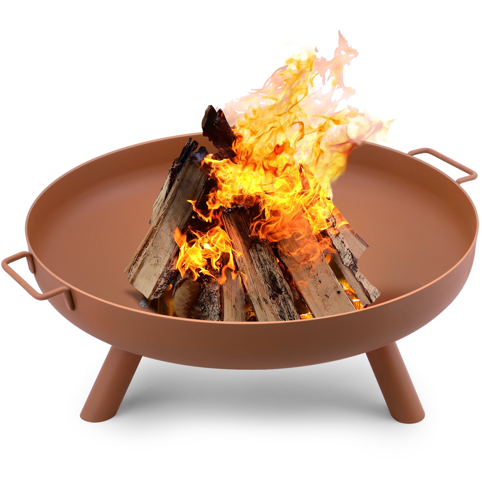 Fire Pit Outdoor Wood Burning Bowl, Round Iron Fire Pit