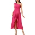 thumbnail image 1 of Allegra K Vestido de Verano Casual de Mujer con Dobladillo Irregular Sin Mangas y Tirantes Espagueti Plisado Flowy Rosa Fucsia S, 1 of 5