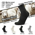 thumbnail image 3 of Busy Socks 3 Pack Men's Women's Quarter Wool Socks Athletic Wool Socks for Light Hiking Walking Workout, Large, Black, 3 of 6
