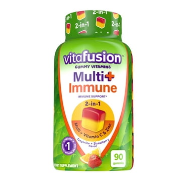 Vitafusion Multi  Immune Support* – 2-in-1 Benefits & Flavors – Adult Gummy Vitamins with Vitamin C, Zinc, Daily Multivitamins, 90 Count
