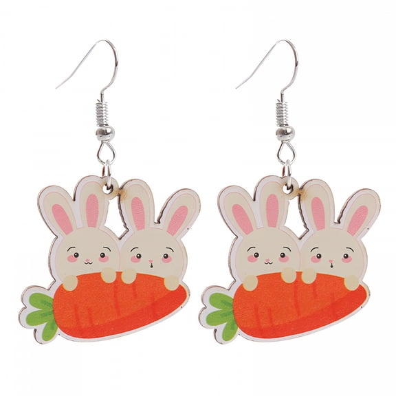 DESIGNICE Women's Earrings Easter Earrings Bunny Carrot Cute Printed Egg Chick Spring Holiday Earrings
