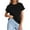 Black, variant on Womens Summer Tops Spring Casual Rolled Short Sleeve Basic Tees Crew Neck Work Shirts Fashion Clothing