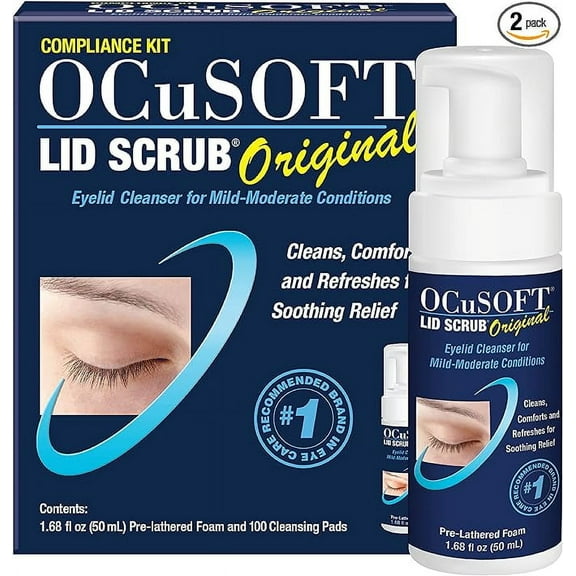OCuSOFT Lid Scrub Original Compliance Kit ( PACK OF 2)1.68 fl oz & 100 Dry Pads
