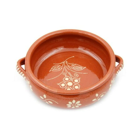 Terra Cotta Cooking Pot - Traditional Portuguese Hand-painted Vintage Clay Terracotta Cooking Pot