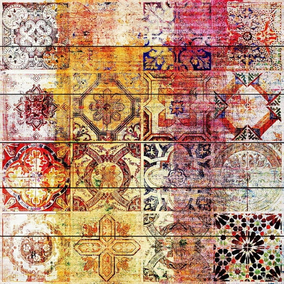 Parvez Taj 'Nador' Painting Print on White Wood - Multi-Color 32 x 32